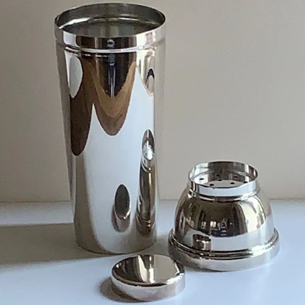 Vintage Silver Plate Cocktail Shaker EPNS Spain | Mid Century Barware | 3 Piece